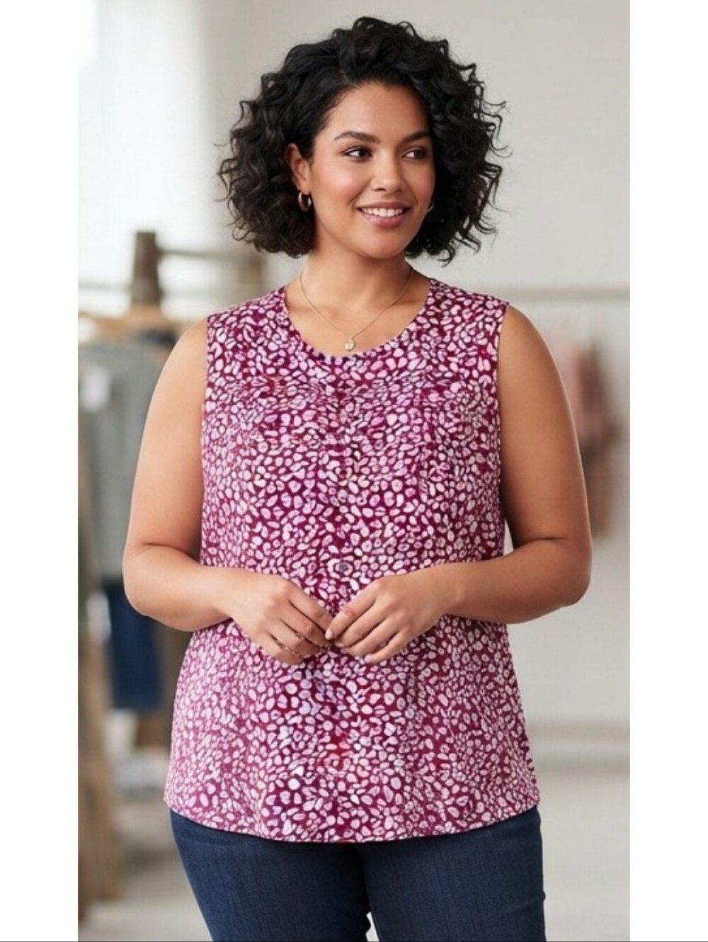 Micoson Leopard Print Sleeveless Tank Top Purple & White Size XXL